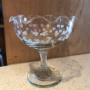 COPY - NWT Irish Shamrocks Eamon Hand Engraved Compote Dish  Made in Ireland